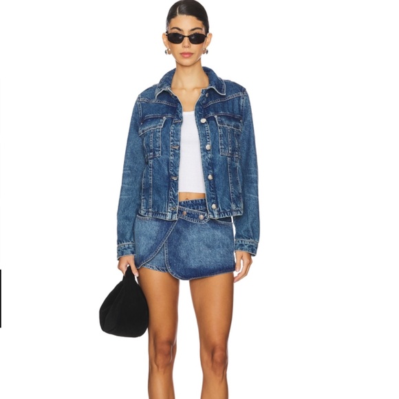 BNWT Free People *We The Free* Jade Denim Jacket High Dive Size Small - Picture 4 of 4
